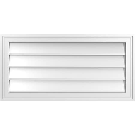 Ekena Millwork Vertical Surface Mount PVC Gable Vnt: Non-Functional, w/2"W x 1-1/2"H, Brickmould Frame, 32"W x 16"H GVPVE32X1602SN
